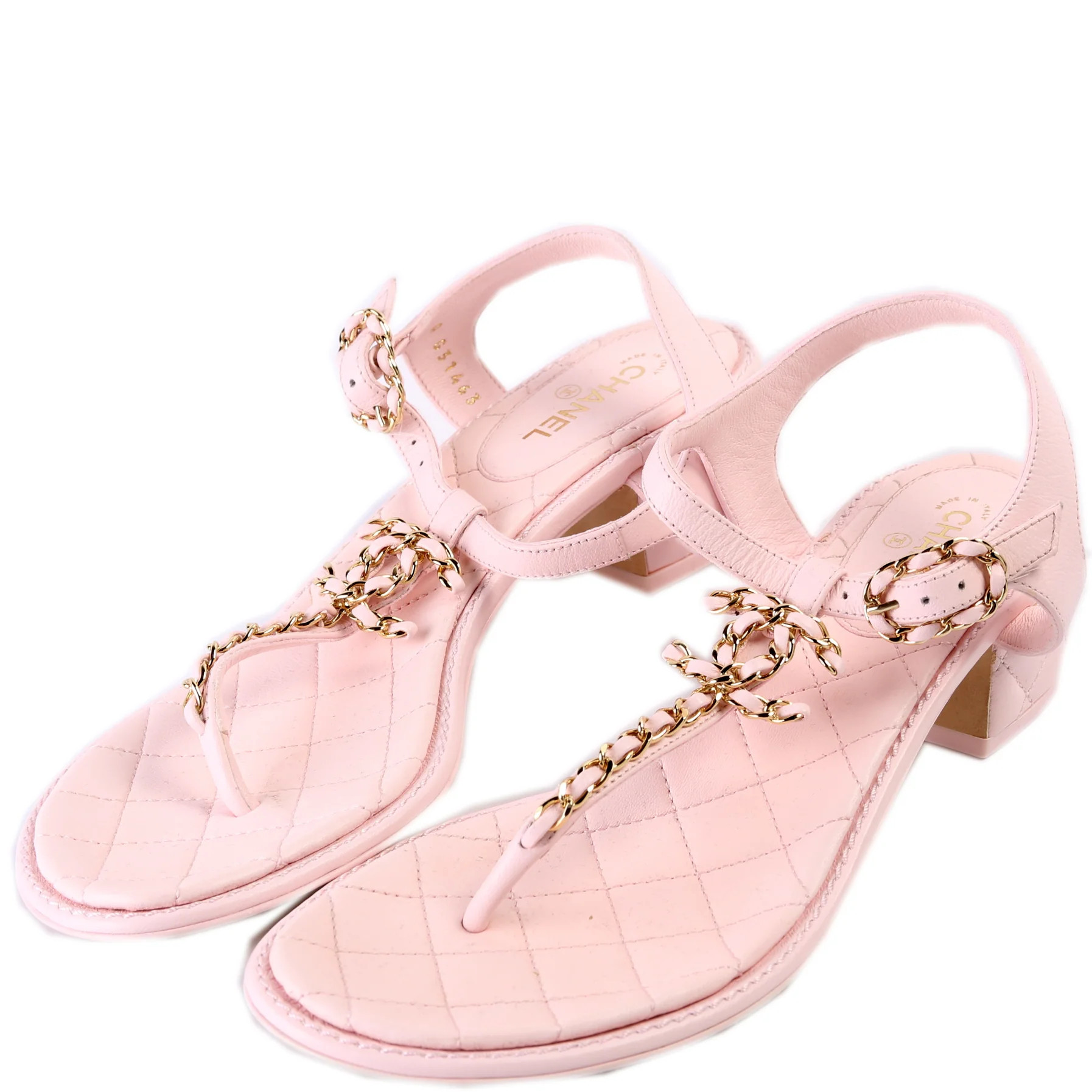 CC Chain T-Strap Sandal Size 38.5 | Keeks Designer Handbags