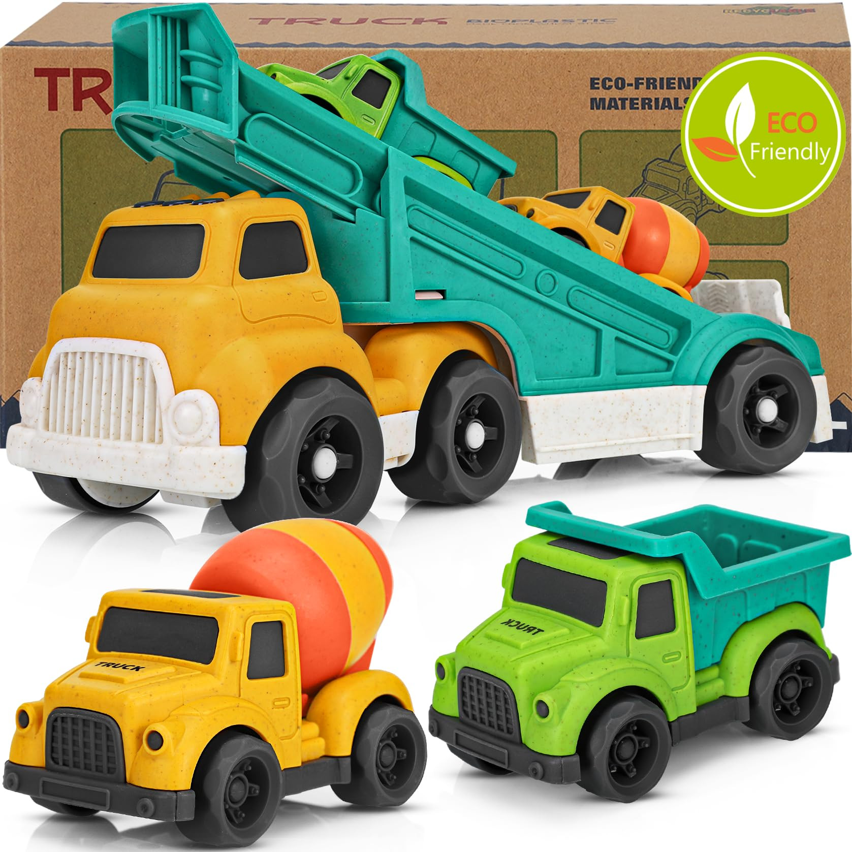 Toddler Trucks Toys 2-3, PVC, BPA Free Toy Cars for Toddlers 2-4 with Dump Truck, Mixer Cement, C... | Amazon (US)