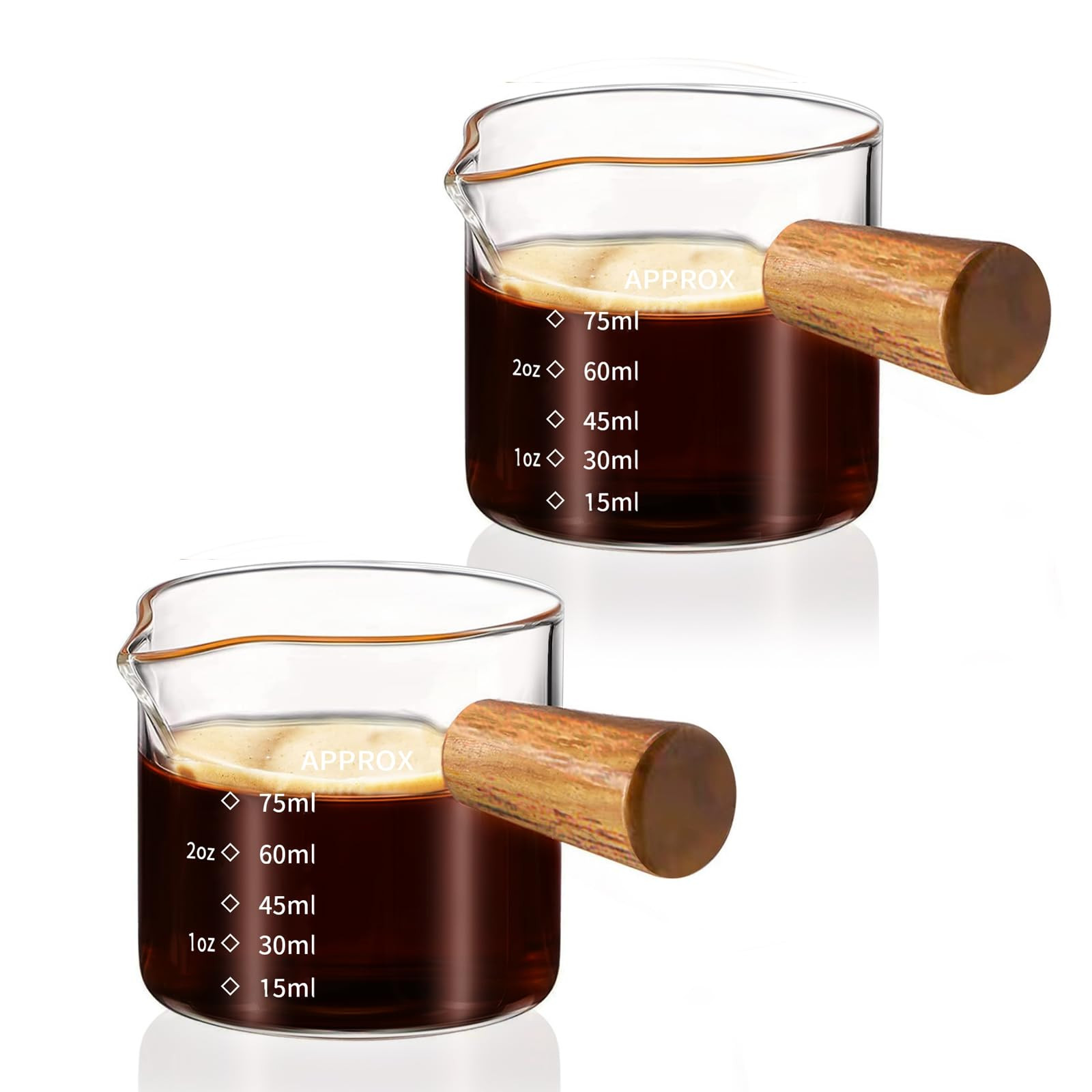 YARRAMATE 2 Pack Espresso Shot Cup with Wood Handle, Clear Glass with Dual Scale, Espresso Shot G... | Amazon (US)