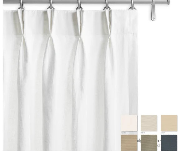 Pair of Belgian Linen Curtains, Canvas weight linen, custom curtains, extra long curtains, 12 Col... | Etsy (US)