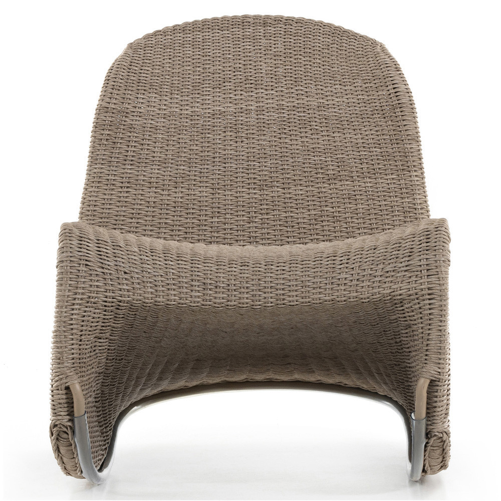 Ivanna Coastal Beach Beige Woven Wicker Outdoor Rocking Chair | Kathy Kuo Home