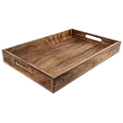 GoCraft Handmade Classic Wooden Tray Medium Size | Serveware Kitchen Accessories Tray - 15" | Amazon (US)