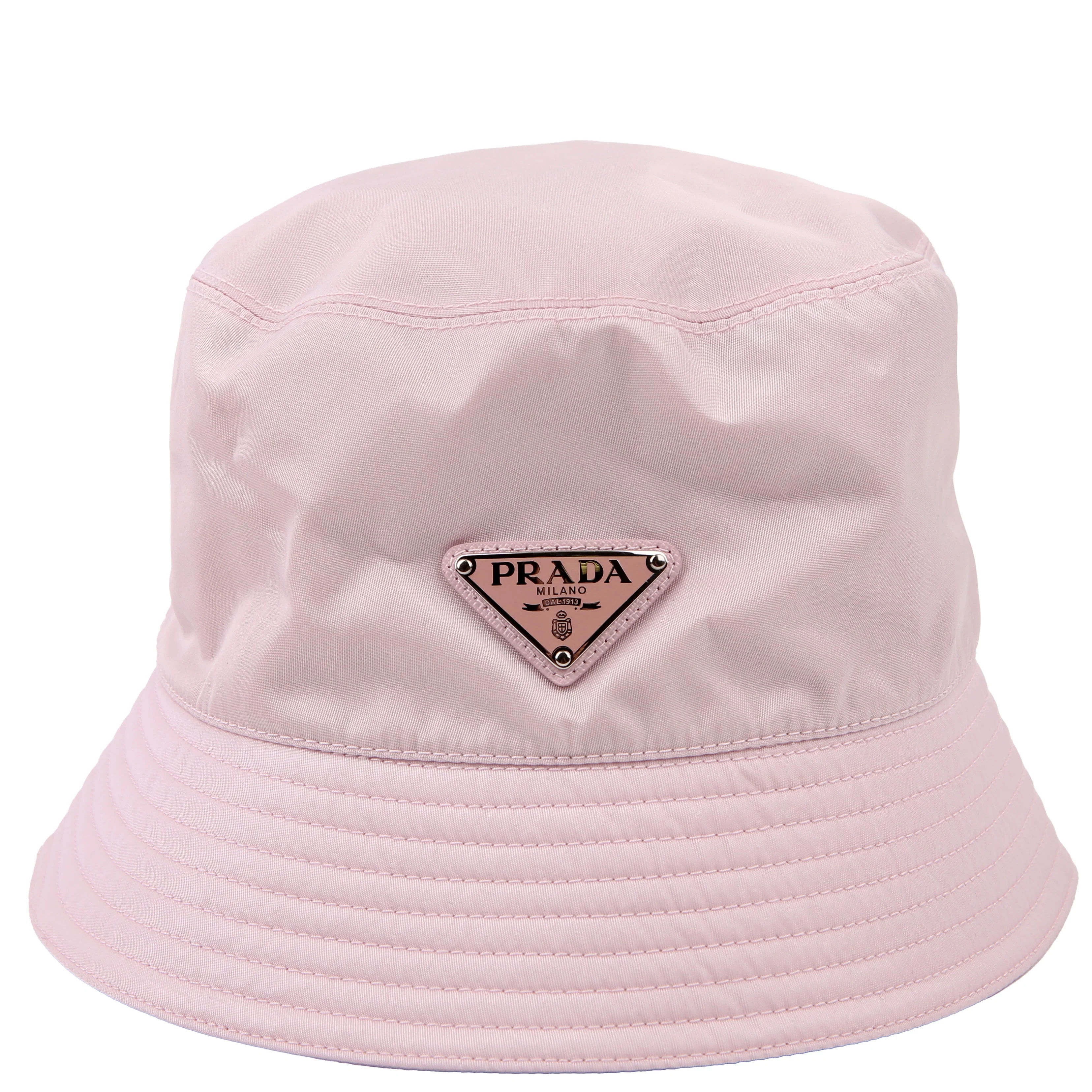 Re-Nylon Triangle Logo Bucket Hat Size Medium Pink | Keeks Designer Handbags