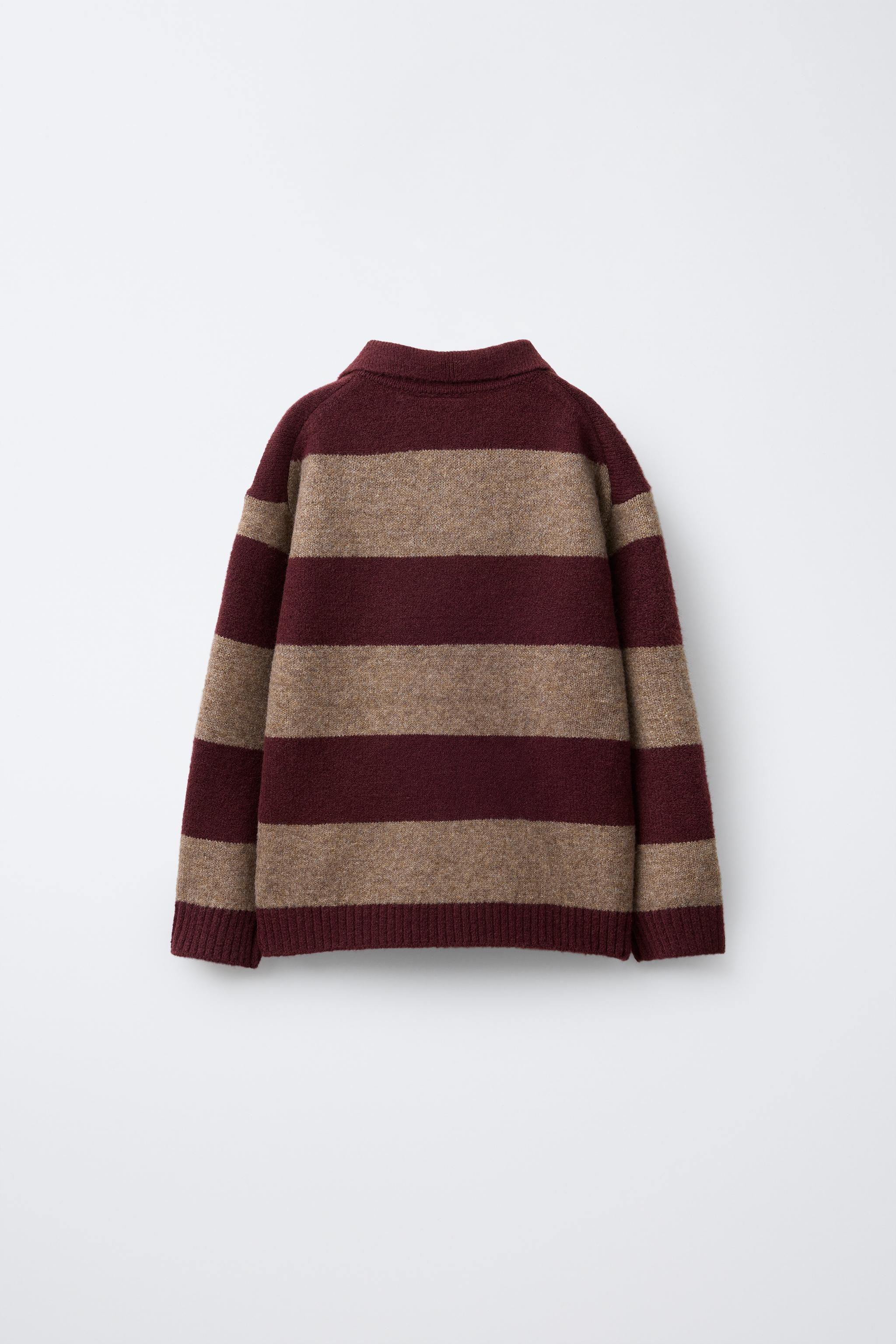 STRIPED KNIT POLO SWEATER | Zara US