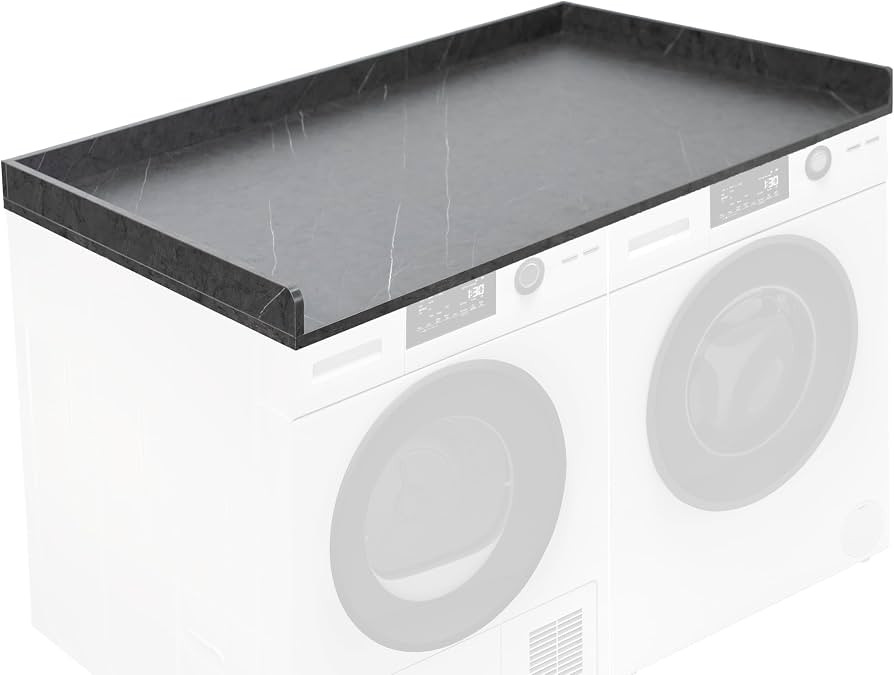 54 inch Washer Dryer Countertop with Safety Ledge for Laundry Room Organization, Black Marble Pat... | Amazon (US)