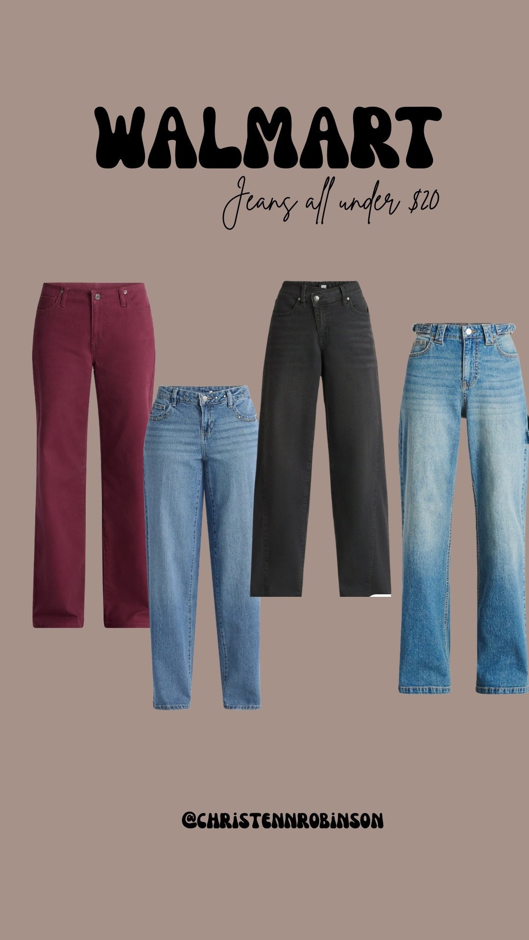 Jean all under $20; I’m loving Walmart jeans right now 

#LTKStyleTip #LTKFallSale #LTKMidsize