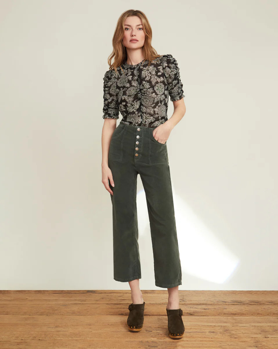 Crosbie Corduroy Cropped Wide-Leg Pant | Veronica Beard