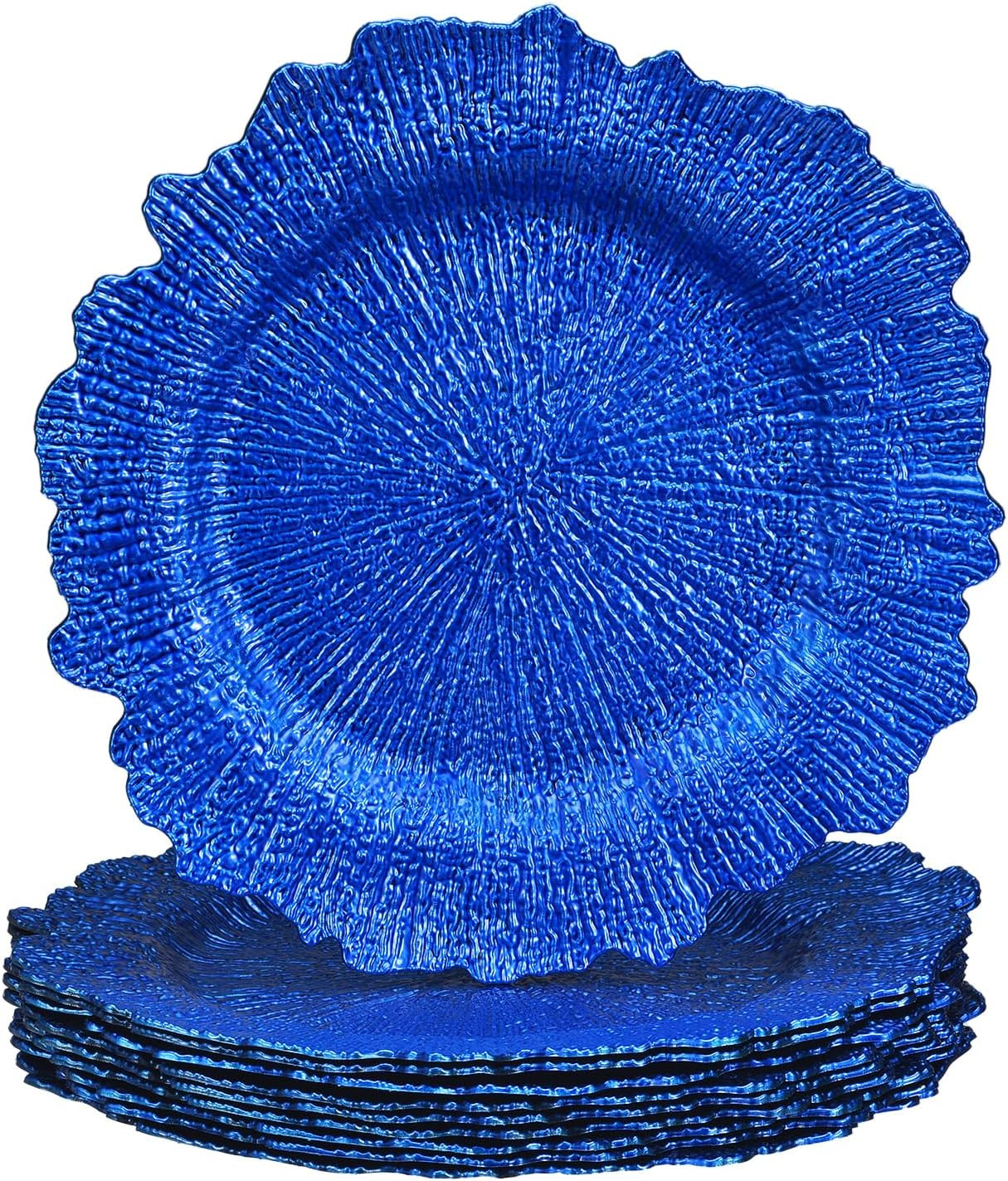 uxcell 10pcs Reef Charger Plates Bulk, 13 Inch Plastic Floral Charger Plates, Round Plate Charger... | Amazon (US)