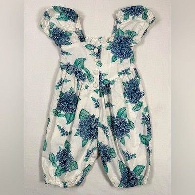 PLUM PUDDING VINTAGE Baby Girls' 80s Floral Hydrangeas Puff Sleeve Romper 12M | eBay US