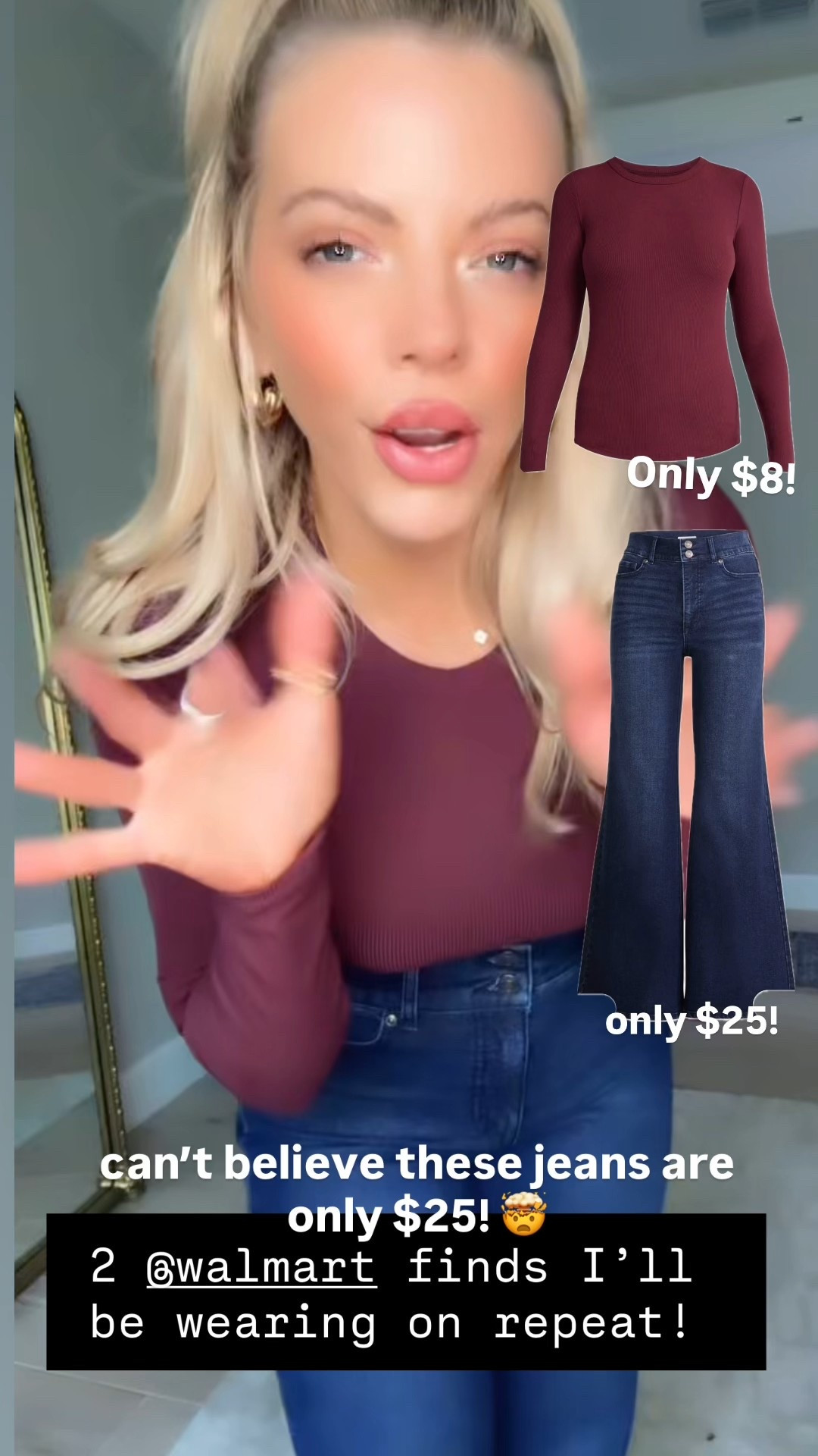 Walmart basics I’m loving! I can’t believe these jeans are only $25 and these basic ribbed long sleeve tops are only $8! I did a small in the tops and a 6 in jeans but returning for a 4 :) 

#LTKStyleTip