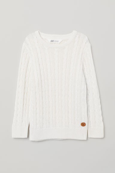 H & M - Cable-knit Sweater - White | H&M (US + CA)