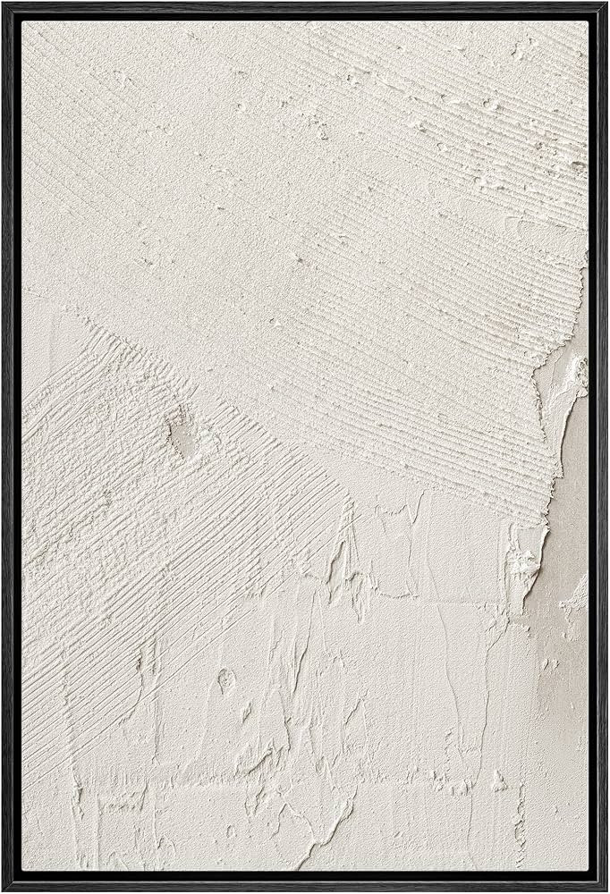SIGNWIN Framed Canvas Print Wall Art Minimal White Paint Brush Strokes Abstract Shapes Illustrati... | Amazon (US)
