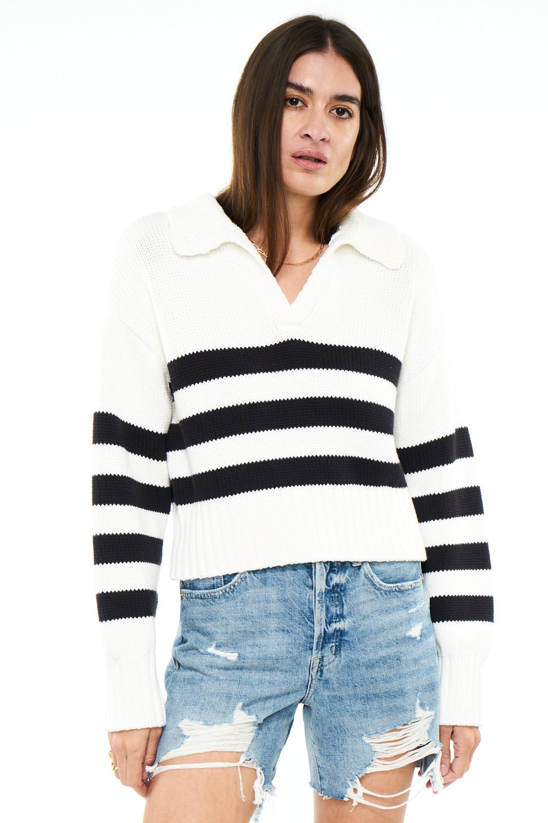 Arlo Polo Sweater - Midnight Cream Stripe | Pistola Denim