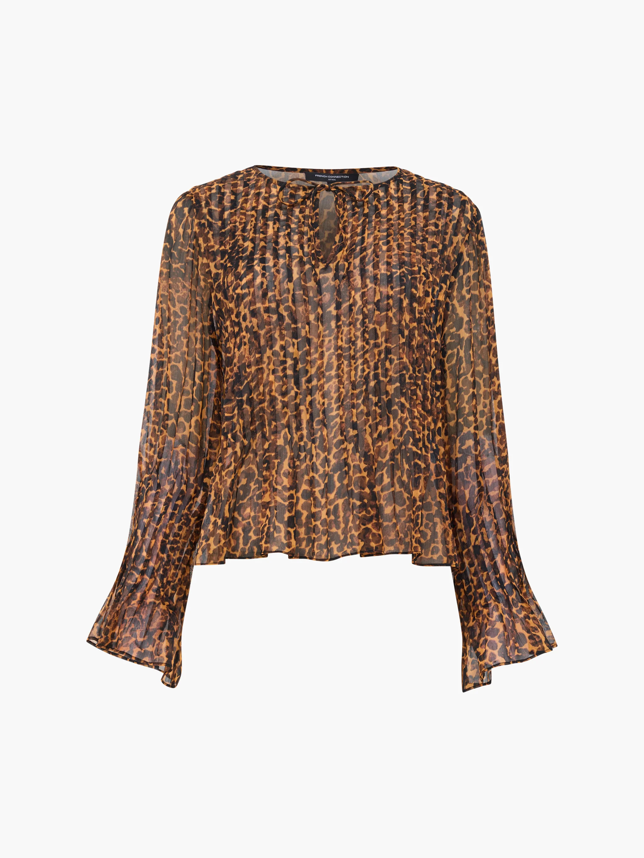 Lottie Chiffon Leopard Print Orange Peplum Blouse | French Connection (UK)