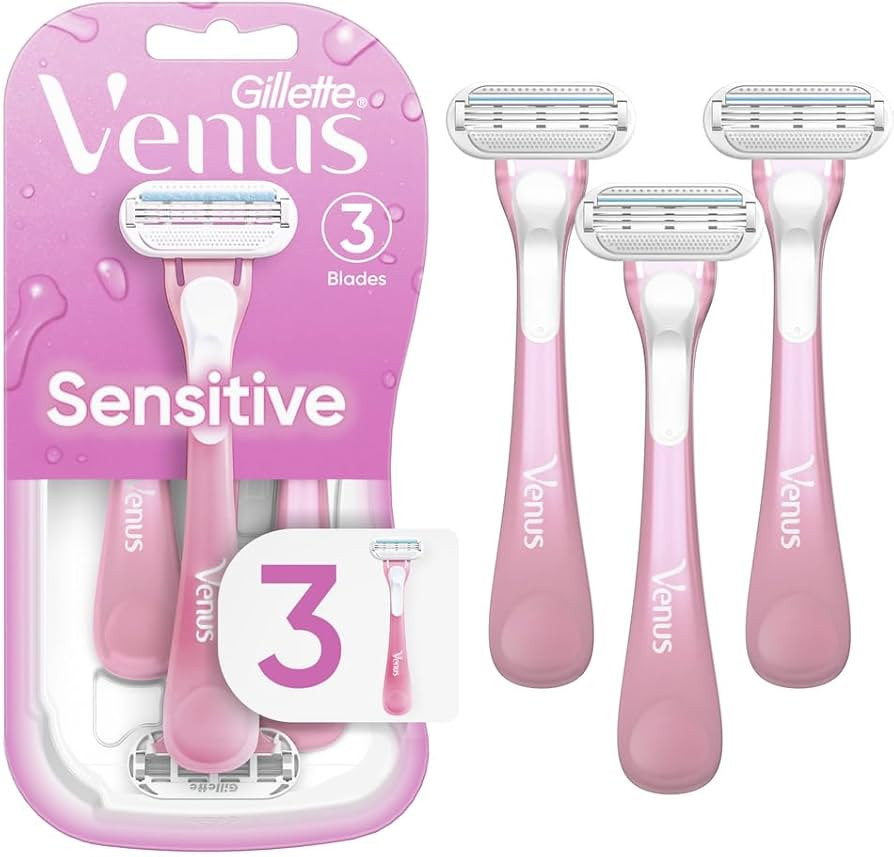 Gillette Venus Sensitive Women's Disposable Razors - Single Package of 3 Razors | Amazon (US)