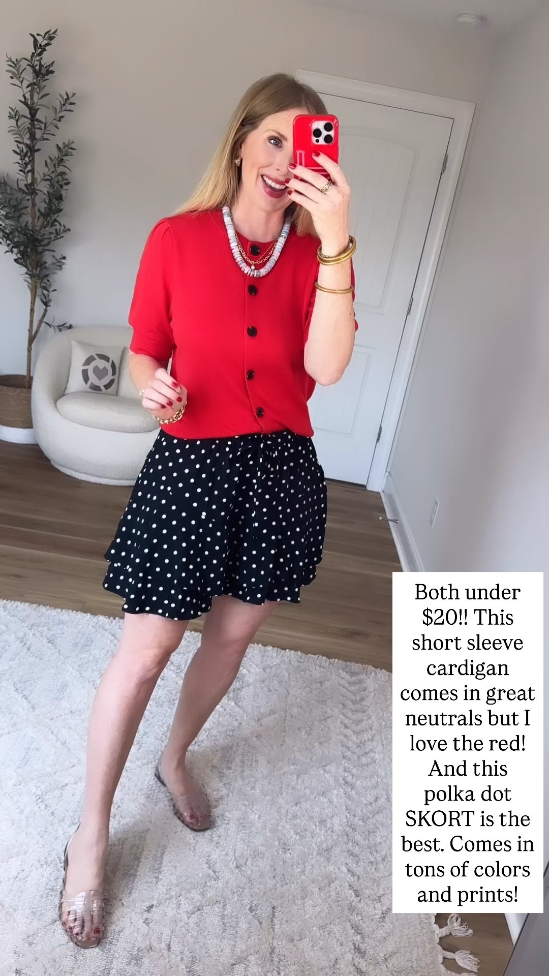 Walmart try on, Walmart style, red cardigan, polka dot skort, time and tru

#LTKootd #LTKmomlife