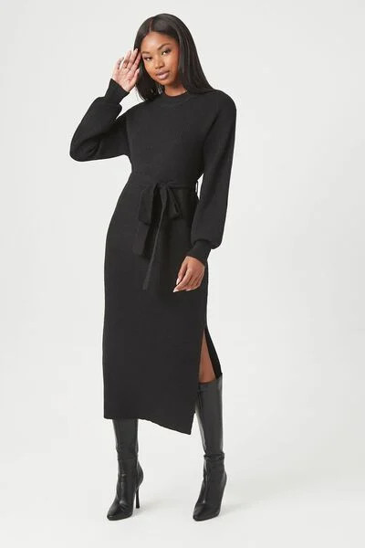 Tie-Front Midi Sweater Dress | Forever 21