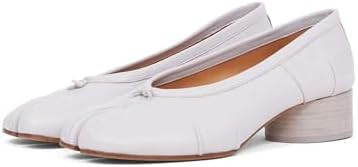 KOKOMOMO Black Split Toe Ballet Heels for Women Japanese Tabi Shoes Cylindrical Low Heels Pumps C... | Amazon (US)