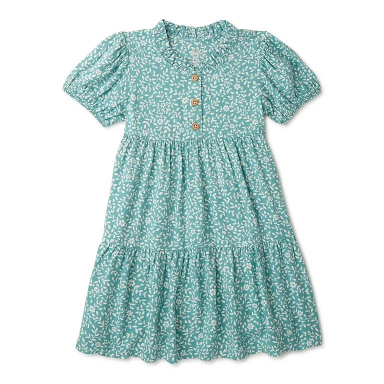 Wonder Nation Baby and Toddler Girls Short Sleeve Woven Dress, Sizes 12M - 5T | Walmart (US)