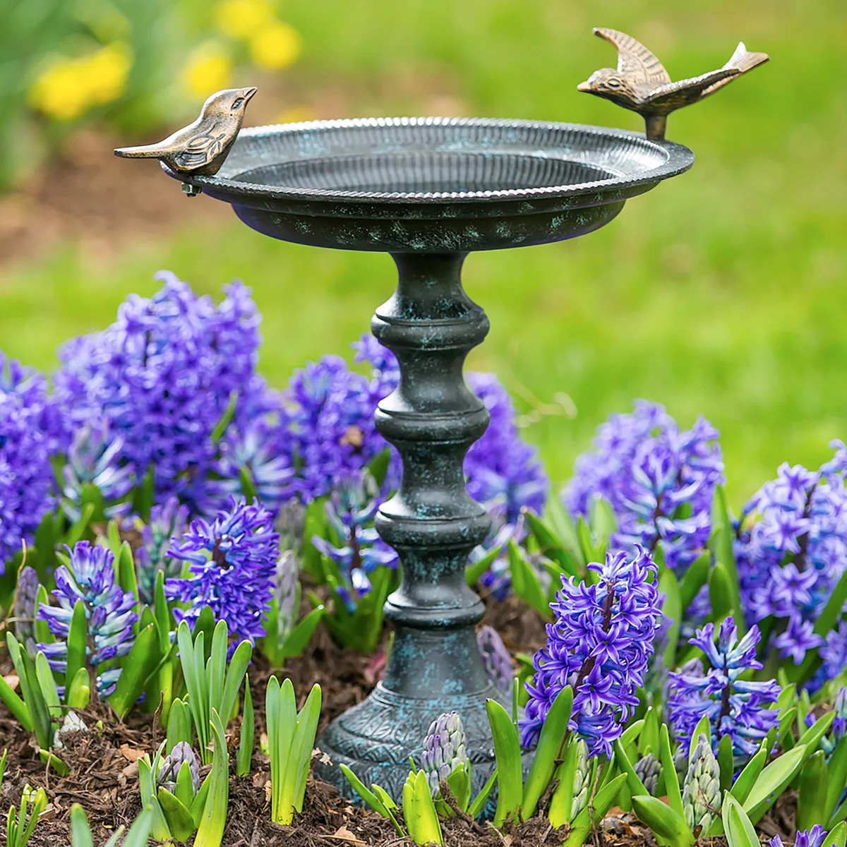 Sculpted Songbirds Metal Pedestal Birdbath | Plow & Hearth