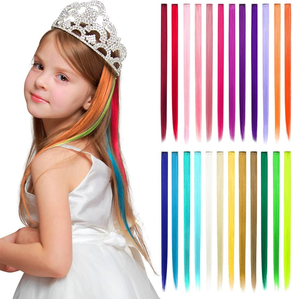 Dreamlover Hair Accessories for Girls, Colored Hair Extensions, Crazy Hair Day Accessories, 24 Pi... | Amazon (US)