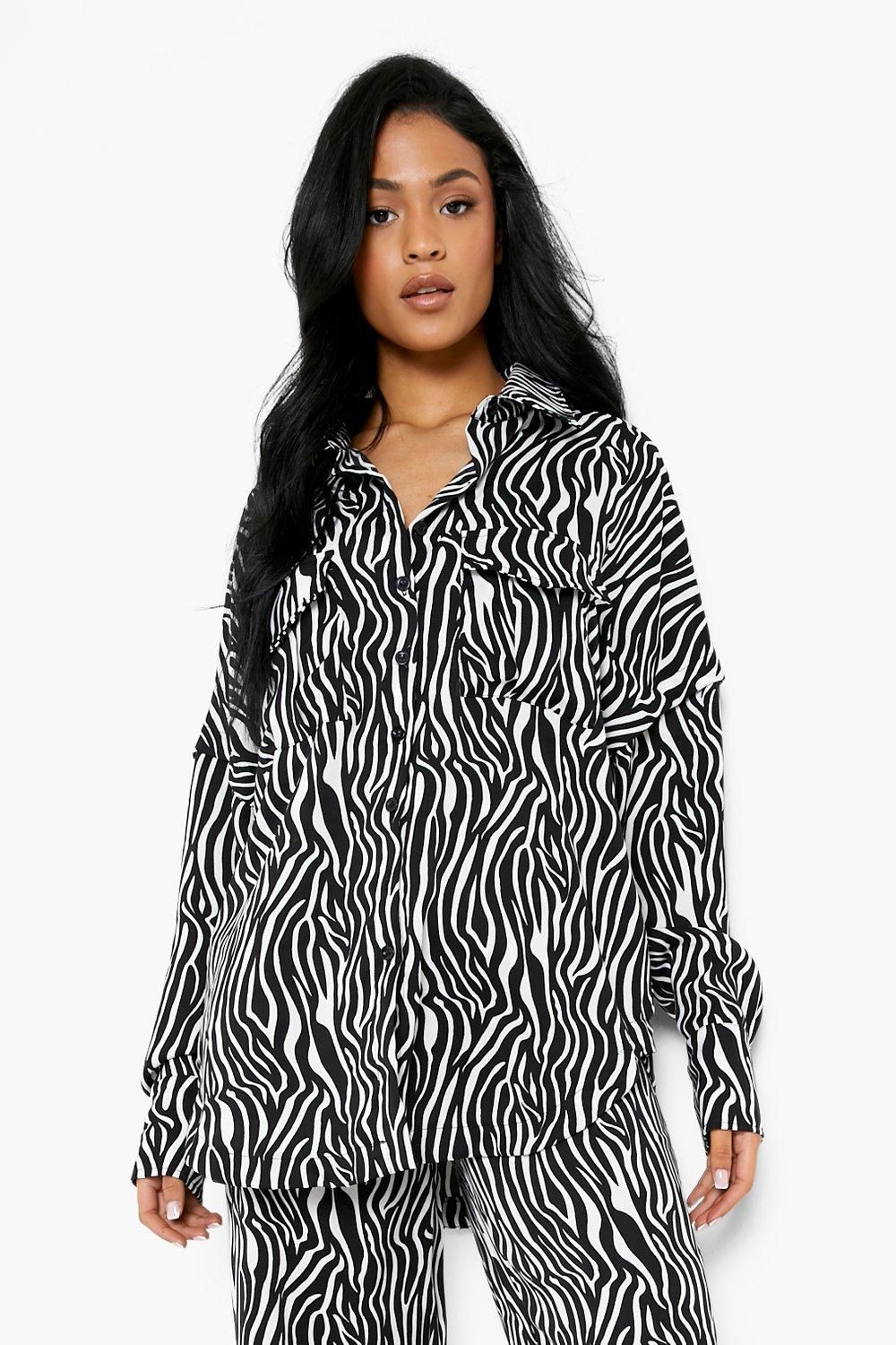 Tall Zebra Print Oversized Shirt | Boohoo.com (US & CA)