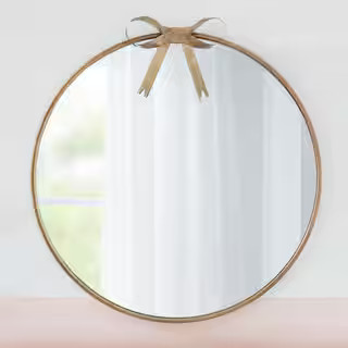 StyleWell Kids Medium Round Gold Bow Mirror (24 in.) V212893 - The Home Depot | The Home Depot