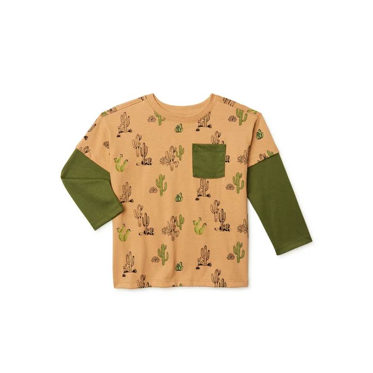 Garanimals Baby and Toddler Boys Long Sleeve Pocket T-Shirt, Sizes 12M-5T | Walmart (US)