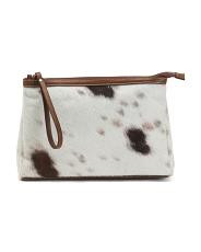 Made In Italy Leather Large Zip Closure Pouch | TJ Maxx
