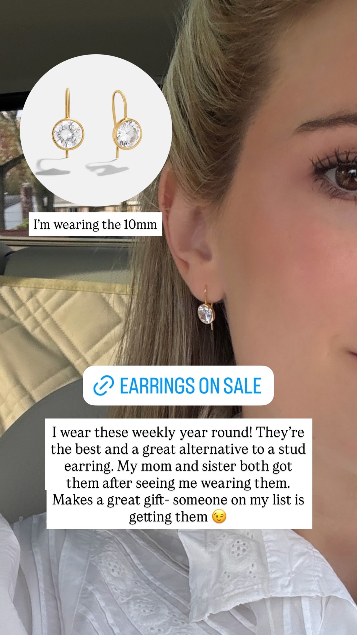I wear these weekly year round! They’re the best and a great alternative to a stud earring. My mom and sister both got them after seeing me wearing them. Makes a great gift- someone on my list is getting them 😉 I’m wearing the 10mm