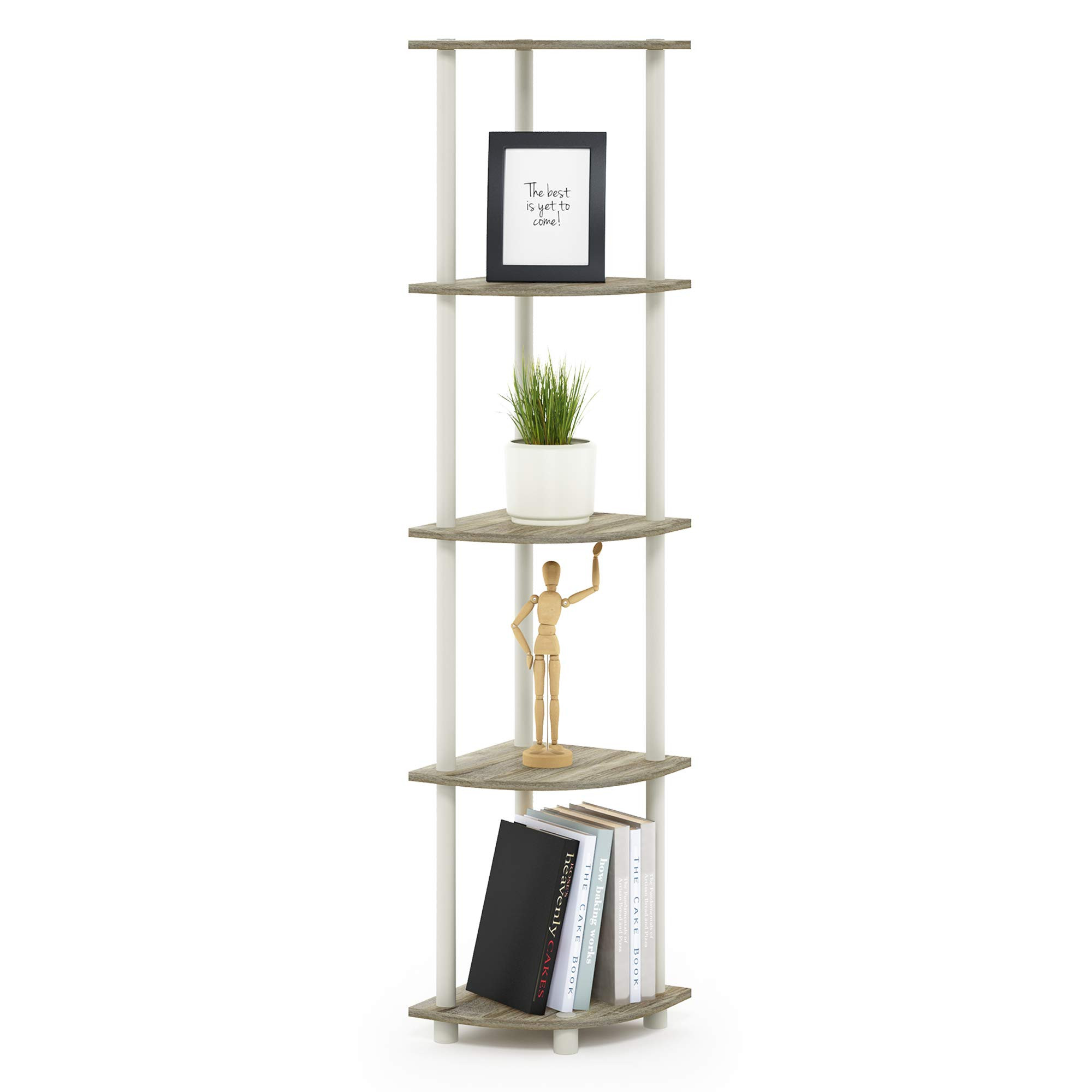 Furinno TURN-N-TUBE Corner Shelf, 5-Tier Corner Bookshelf, Open Storage Shelves, for Organization... | Amazon (US)