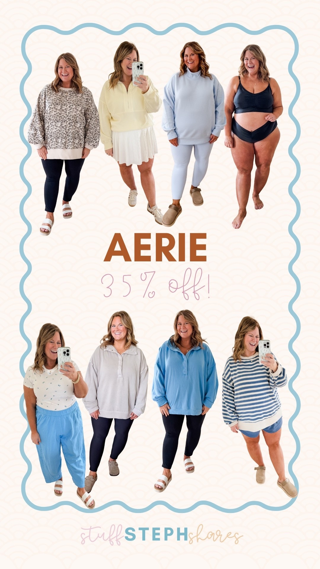 Aerie sale!! Some of my favorite pieces.  I wear a large in sweatshirts, XL in leggings and xxl in swimsuits.  

#LTKBump #LTKSwim #LTKMidsize