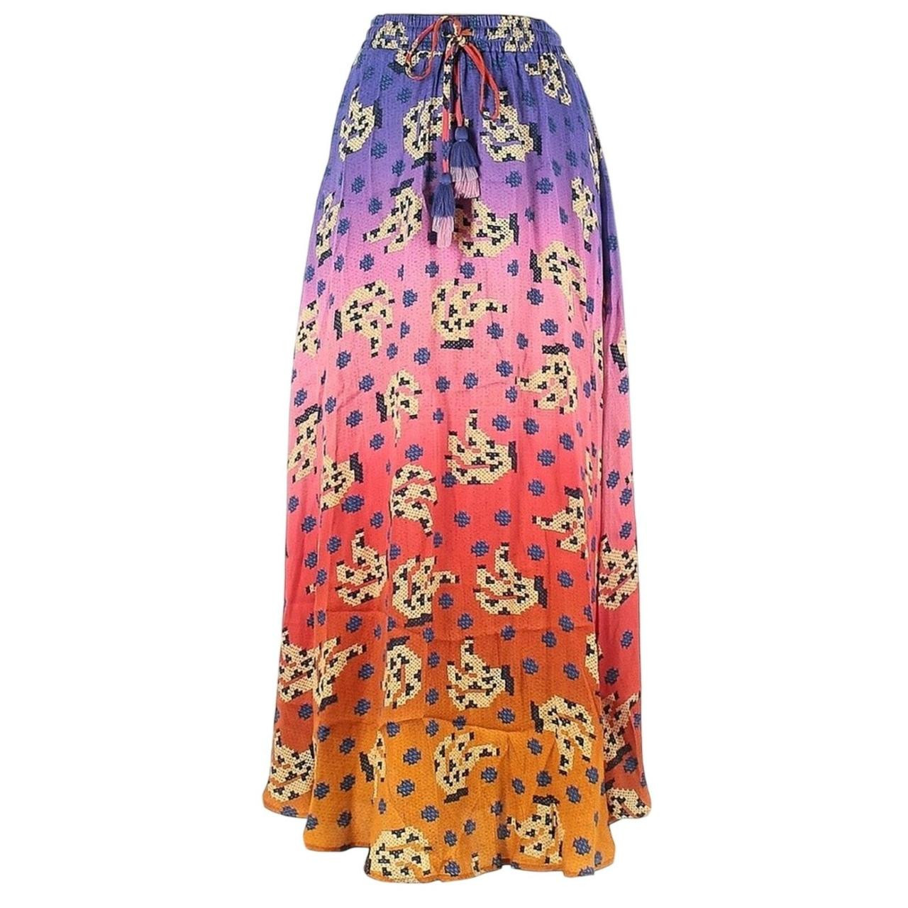 Farm Rio Women's Midi Skirt - Purple/Orange - S | Depop US