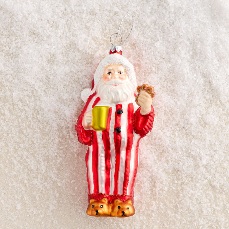 Glass Santa Claus in Pajamas Ornament | World Market