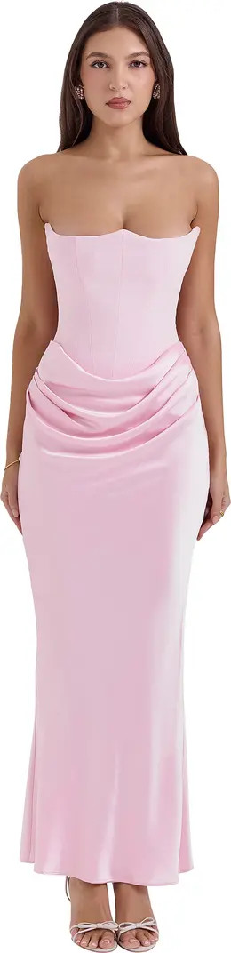 HOUSE OF CB Persephone Strapless Corset Satin & Stretch Crepe Mermaid Gown | Nordstrom | Nordstrom