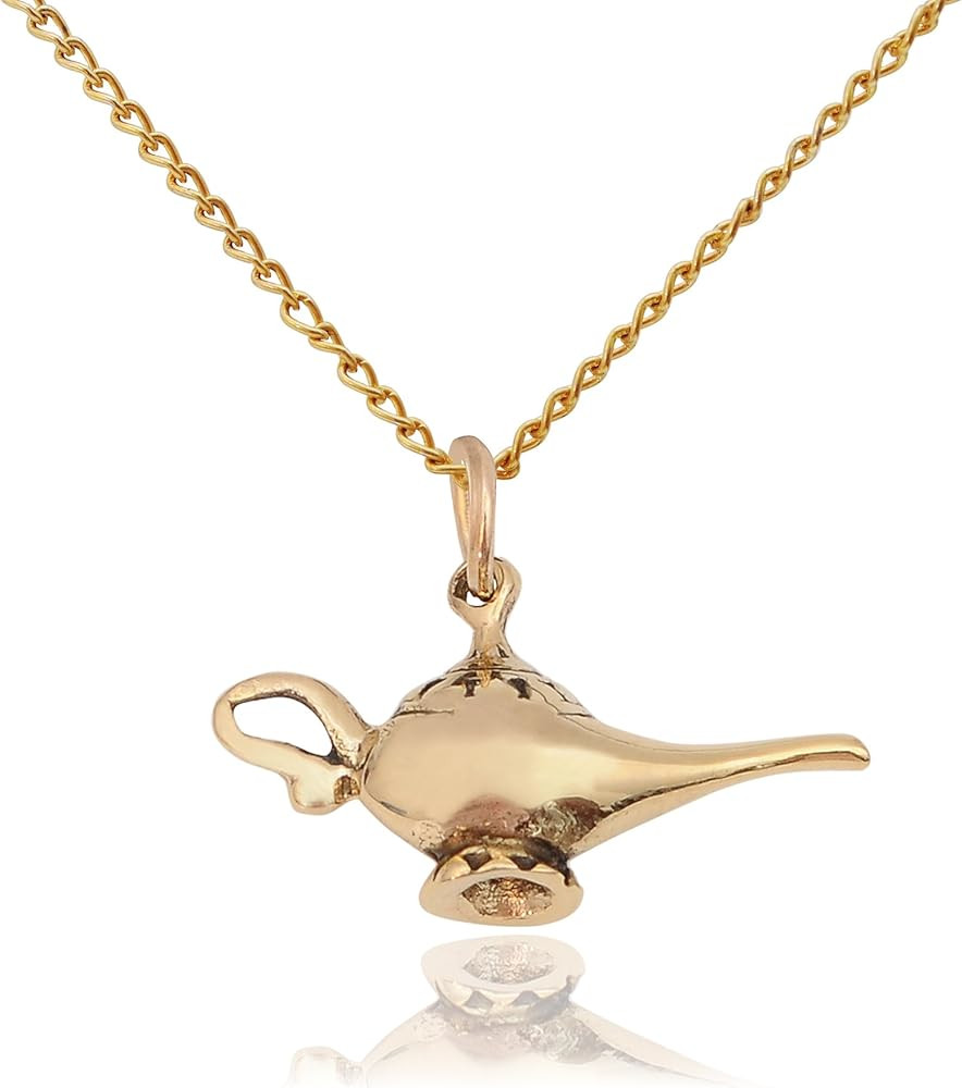 Genie Lamp Bottle Silver Pewter Gold Brass Charm Necklace Pendant Jewelry | Amazon (US)