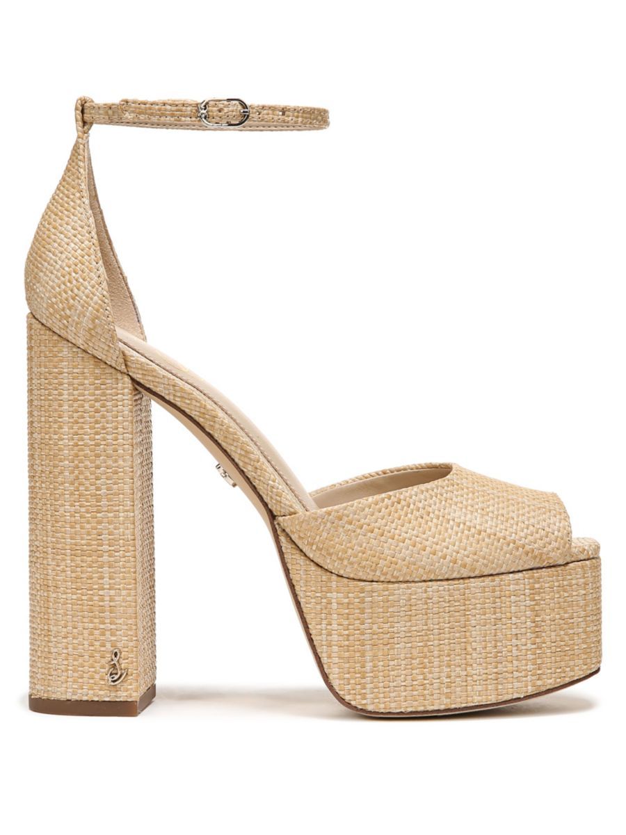 Shop Sam Edelman Kori 110MM Raffia Platform Sandals | Saks Fifth Avenue | Saks Fifth Avenue