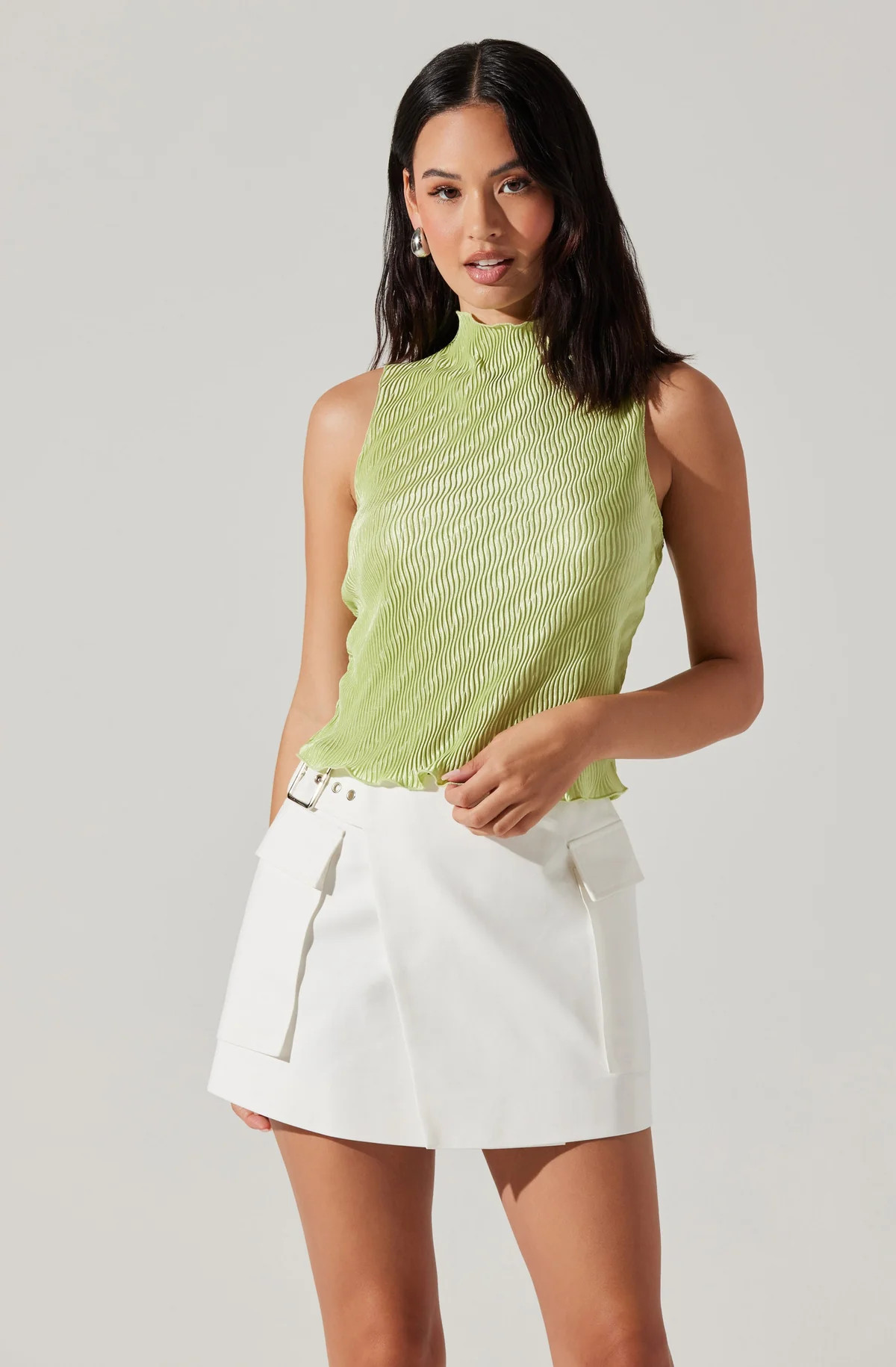 Arte Plisse Mock Neck Top | ASTR The Label (US)