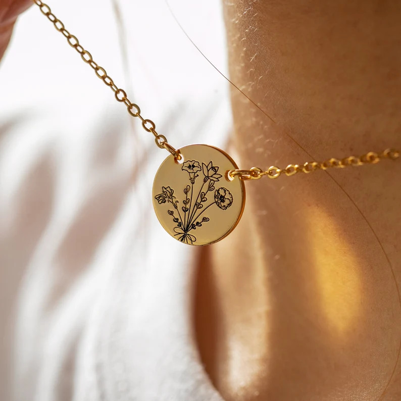 Combined Birth Flower Necklacebouquet Flower Necklacejewelry - Etsy | Etsy (US)