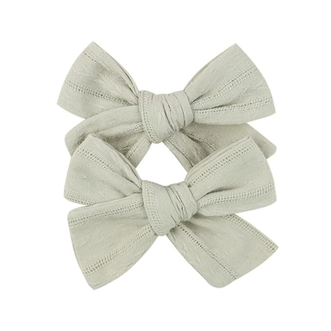 3.2'' Girls Light Green Linen Hair Bows Clips - Alligator Clips Hair Accessories for Little Girls... | Amazon (US)