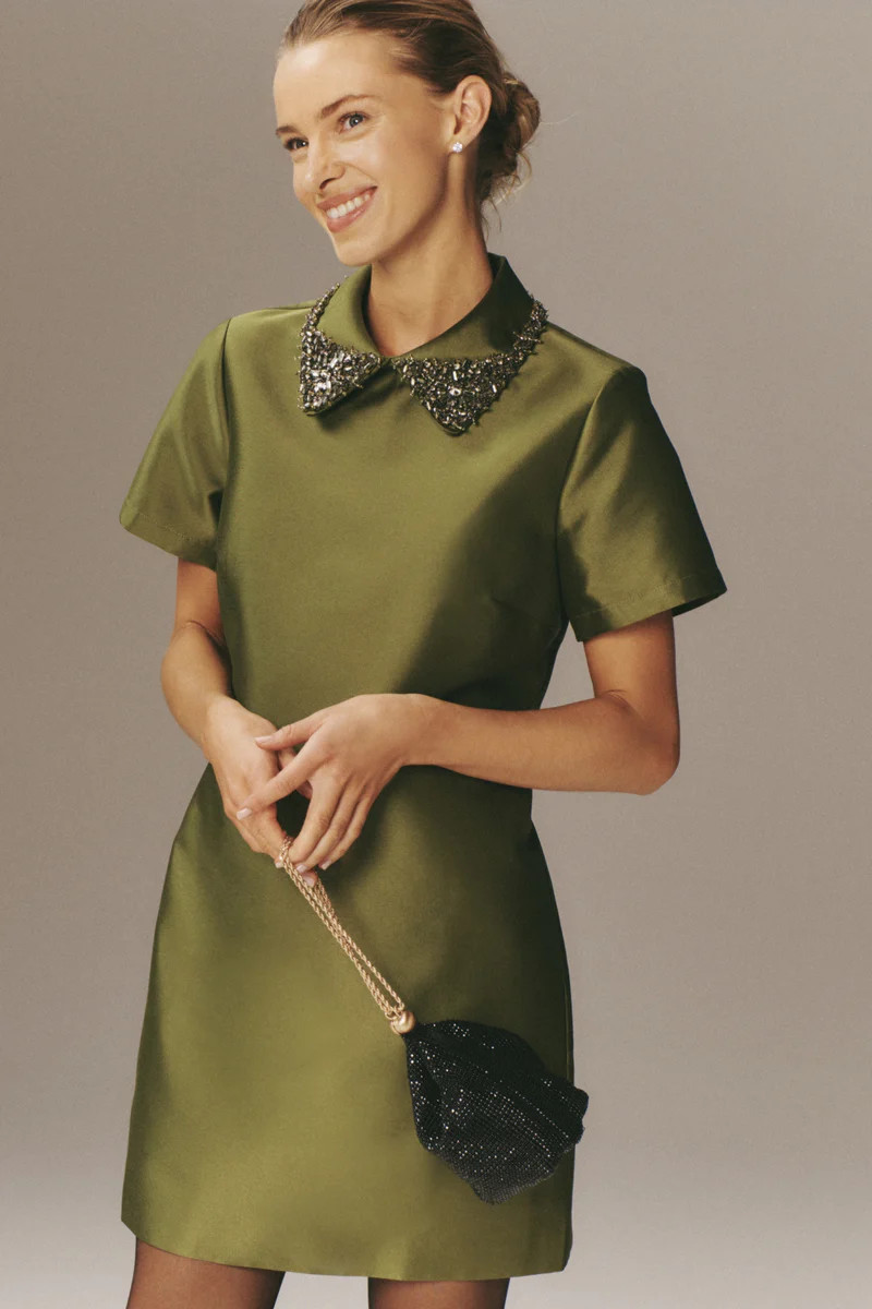 Green Embellished Aurelie Shift Dress | Tuckernuck (US)