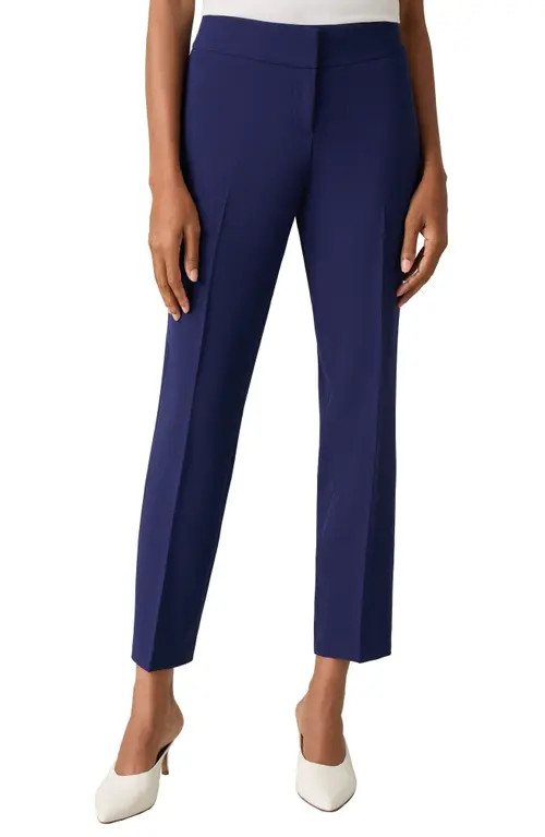 KASPER Hidden Fly Front Taffeta Pants in Kasper Navy at Nordstrom, Size 14P | Nordstrom