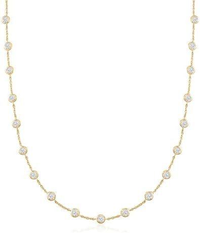 Ross-Simons 10.00 ct. t.w. Bezel-Set CZ Station Necklace in 18kt Gold Over Sterling | Amazon (US)