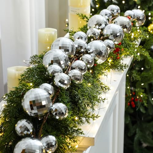 Dingion 6 ft Christmas Ornament Ball Garland Xmas Disco Ball Hanging Decoration Shatterproof Ornament Garland for Christmas Tree Mantel Fireplace Stair Indoor Outdoor Party | Amazon (US)