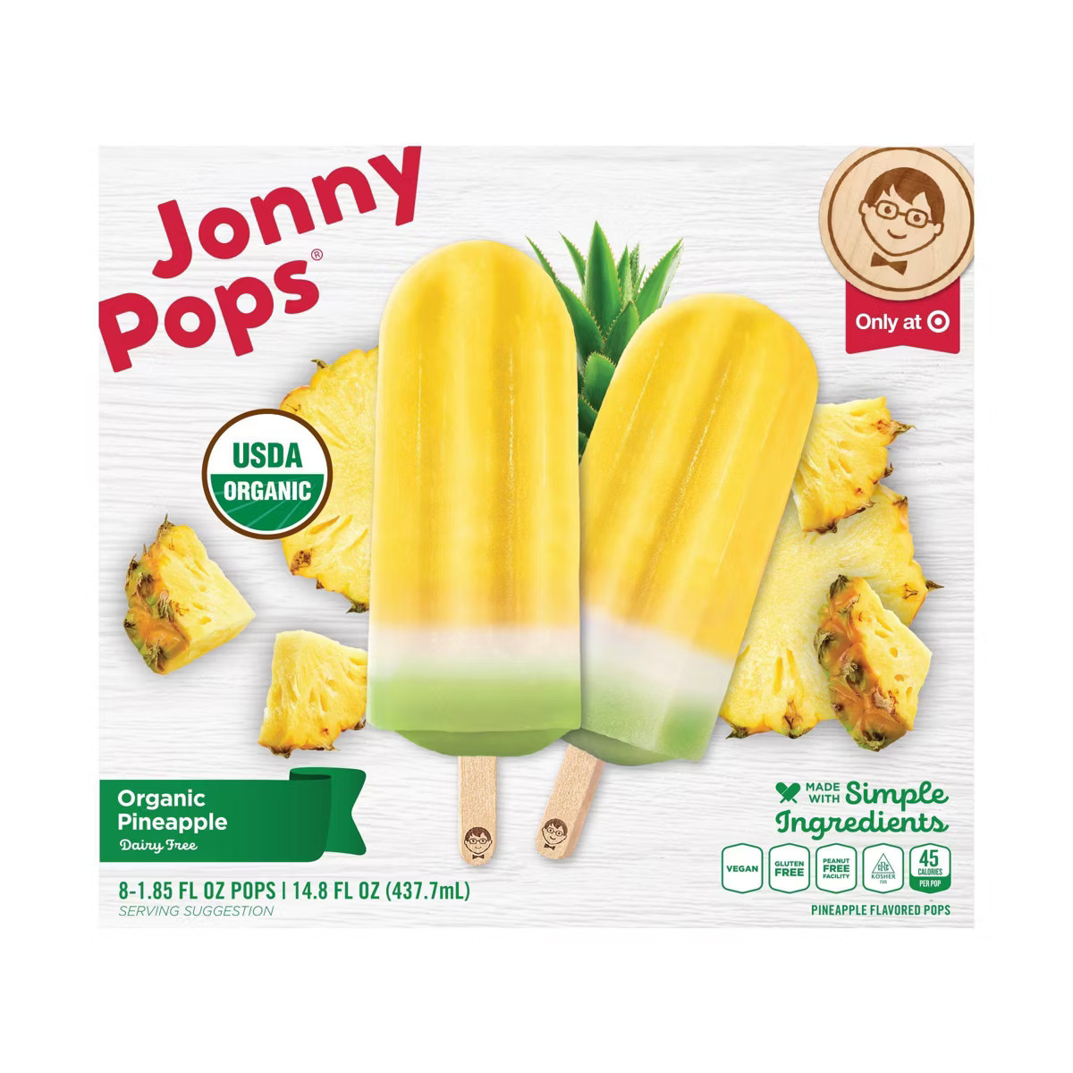 Jonny Pops Frozen Organic Pineapple Pops - 14.8 fl oz/8ct | Target