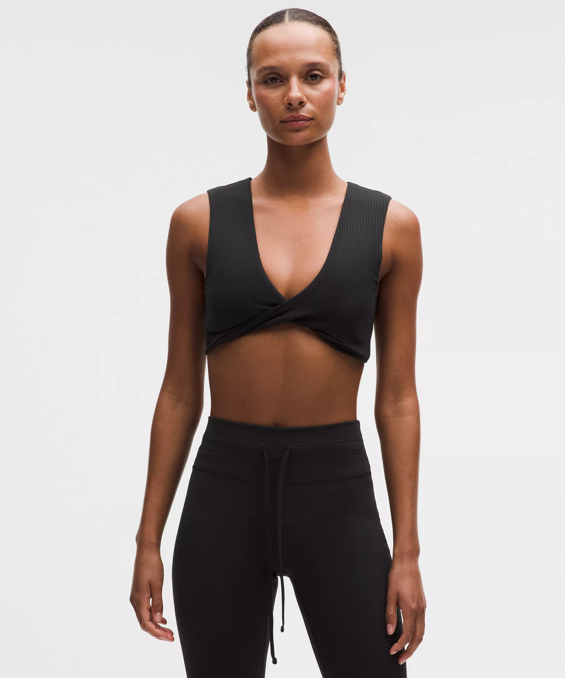 Ribbed Nulu Twist-Front V-Neck Bra | Lululemon (US)