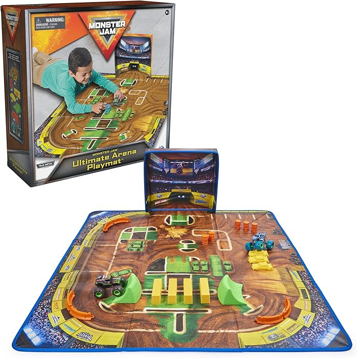 Monster Jam, Ultimate Arena Playmat & Storage with 2 Exclusive Monster Trucks, 1:64 Scale, 20 Acc... | Amazon (US)