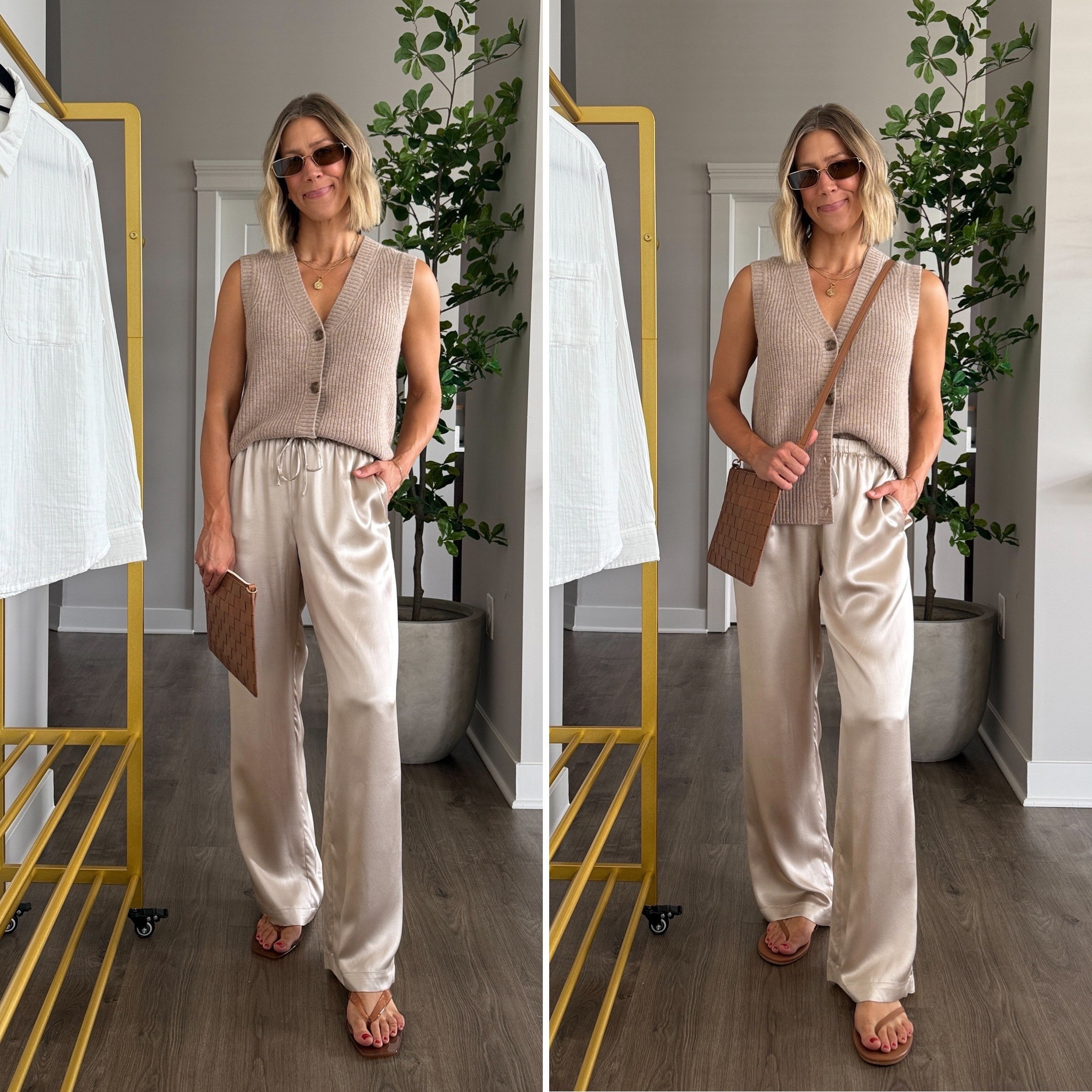 Wearing small silk pants, small cashmere vest, sandals tts

#LTKFindsUnder50 #LTKFindsUnder100 #LTKStyleTip