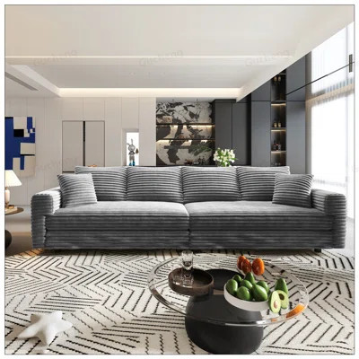 102.4 Inch Plush Corduroy 4-Seat Sofa, Modern Comfy Upholstered Cloud Couch with Soft Pillows, Convertible Deep Seat Sofa for Living Room, Bedroom, Ap | Wayfair North America