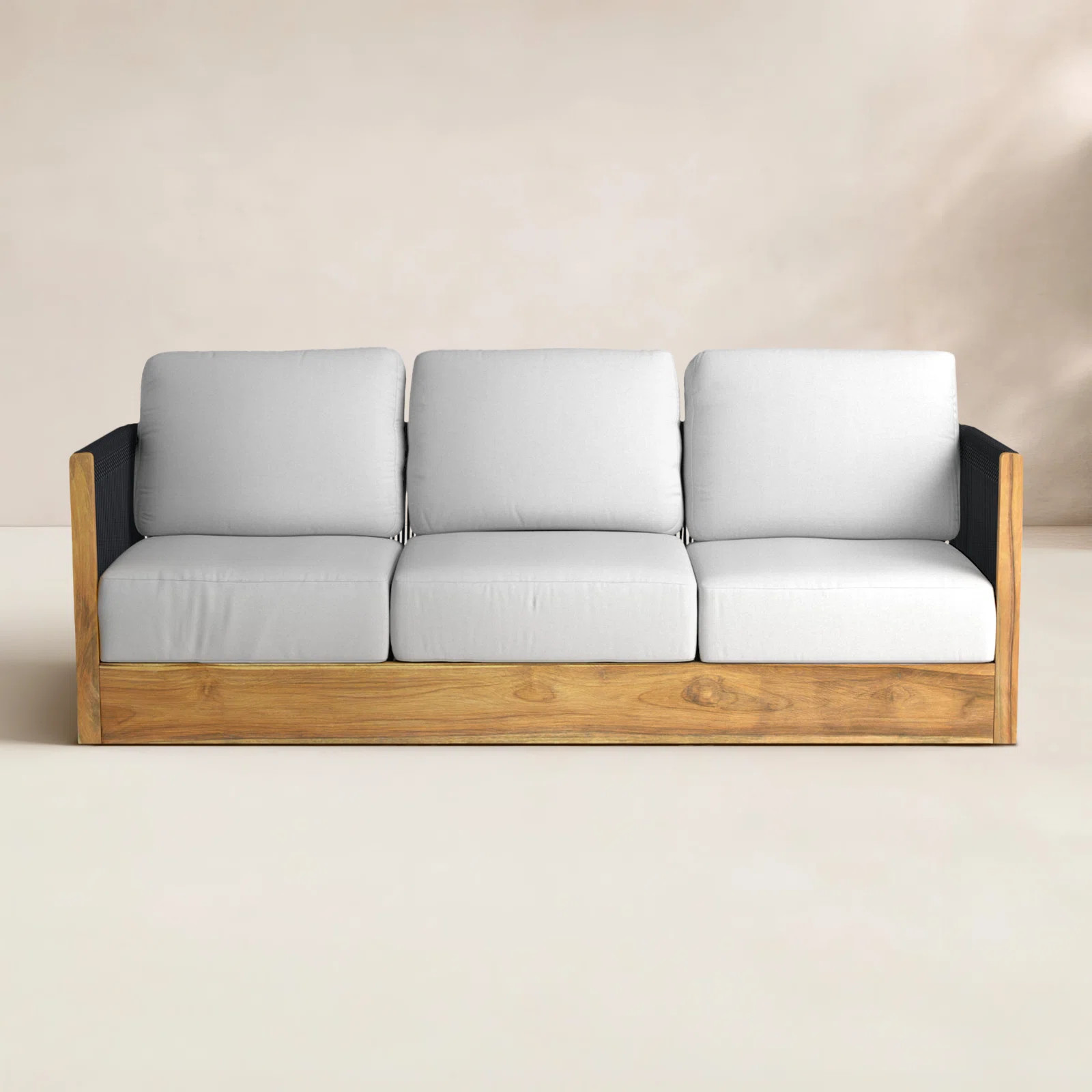 Aniston 81.5'' Wide Outdoor Teak Patio Sofa with Sunbrella Cushions | Joss & Main